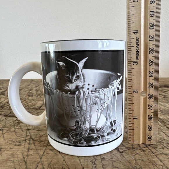 Vintage Curious Cat Spaghetti David McEnery Coffee Mug 1997 Cute Collectible - Picture 7 of 9